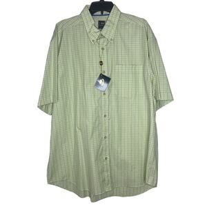 T Harris Men's Green Plaid Short Sleeve Button-Up Shirt XXL 100% Cotton NEW